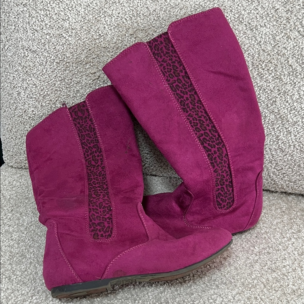 Jessica Simpson Kids' Magenta Boots with Animal Print